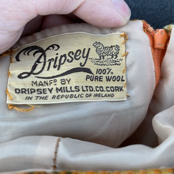 Vintage long plaid Dripsey Mills Ireland Wool maxi skirt preppy cottage 25w39L - Picture 5 of 6